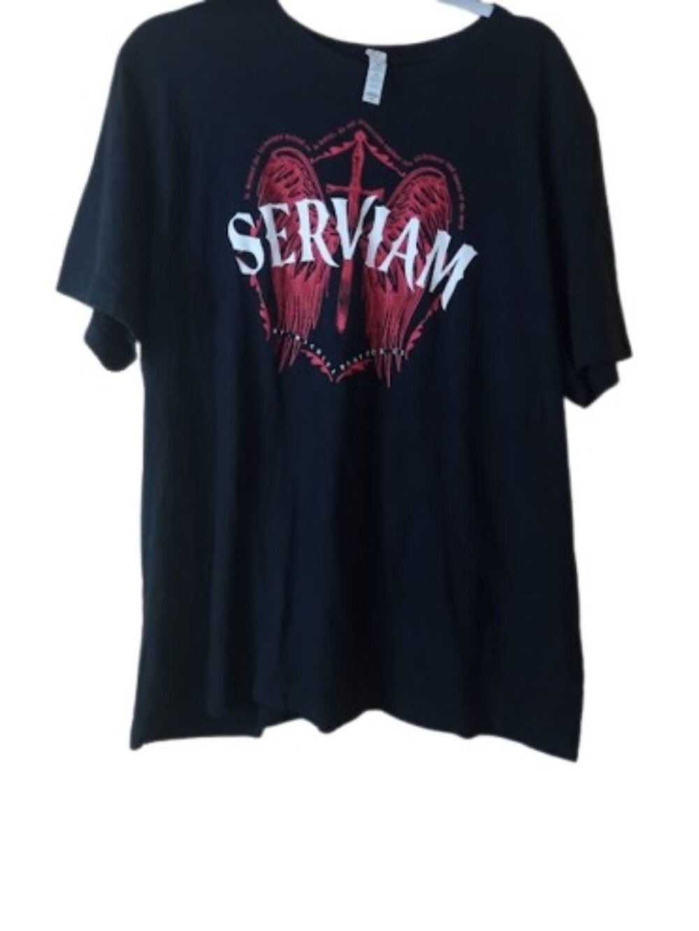 Serviam St Michael Archangel Defend Us Cross Mens Graphic T-Shirt Tee Black XL